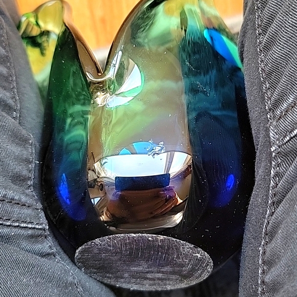 Murano Glass Blue White Crystal TulipVase - Picture 4 of 5